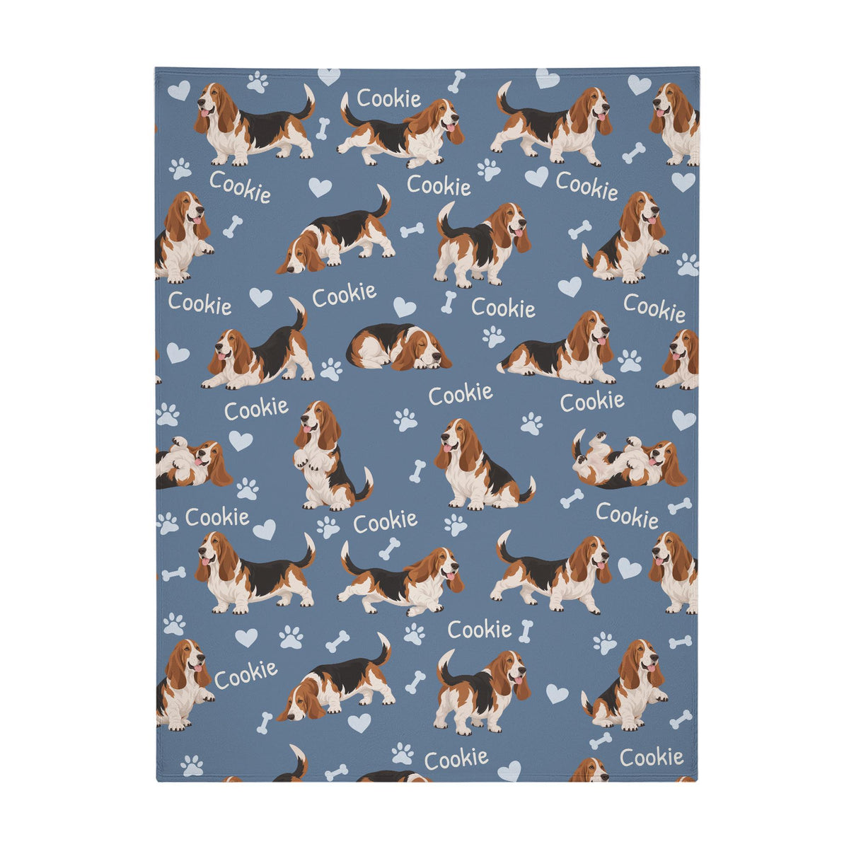 Personalized Basset Hound Blanket, Pet Blanket with Name
