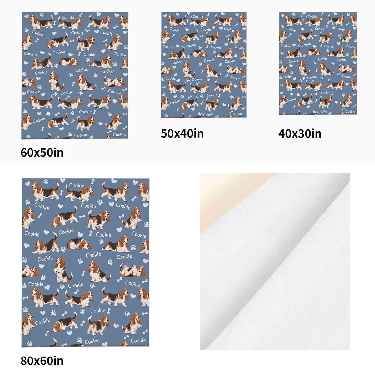 Personalized Basset Hound Blanket, Pet Blanket with Name