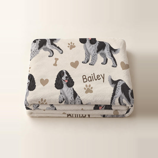 Personalized English Cocker Spaniel Blanket, Pet Blanket with Name