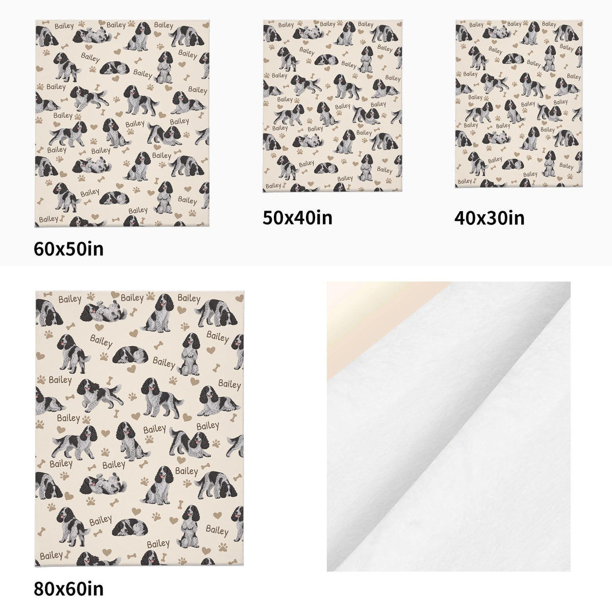 Personalized English Cocker Spaniel Blanket, Pet Blanket with Name