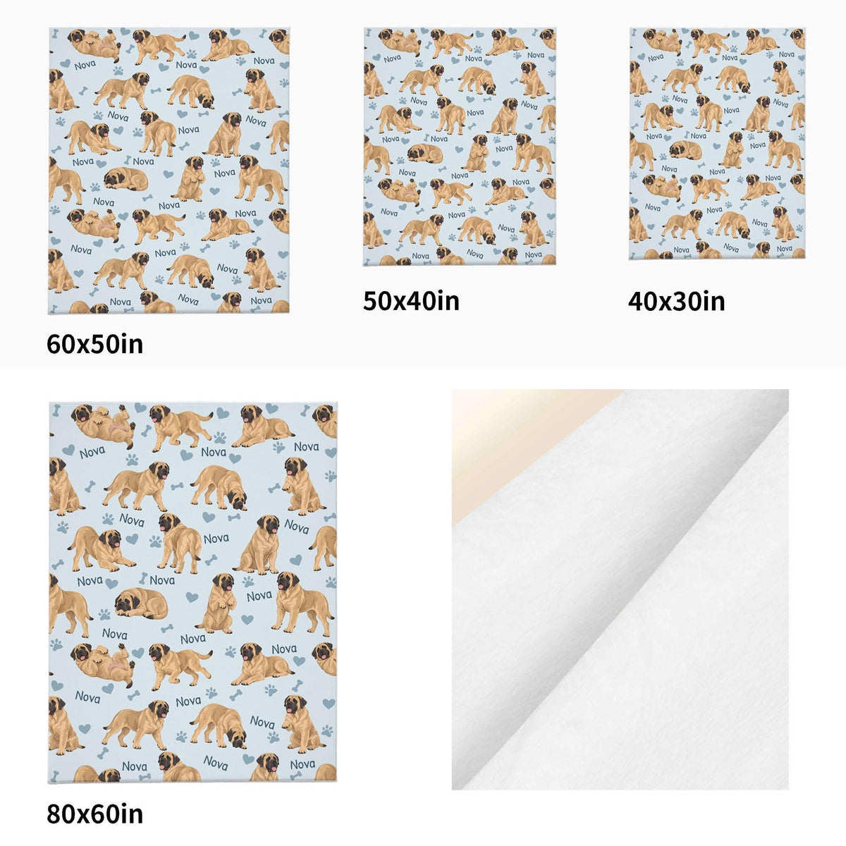 Personalized Mastiff Blanket, Pet Blanket with Name