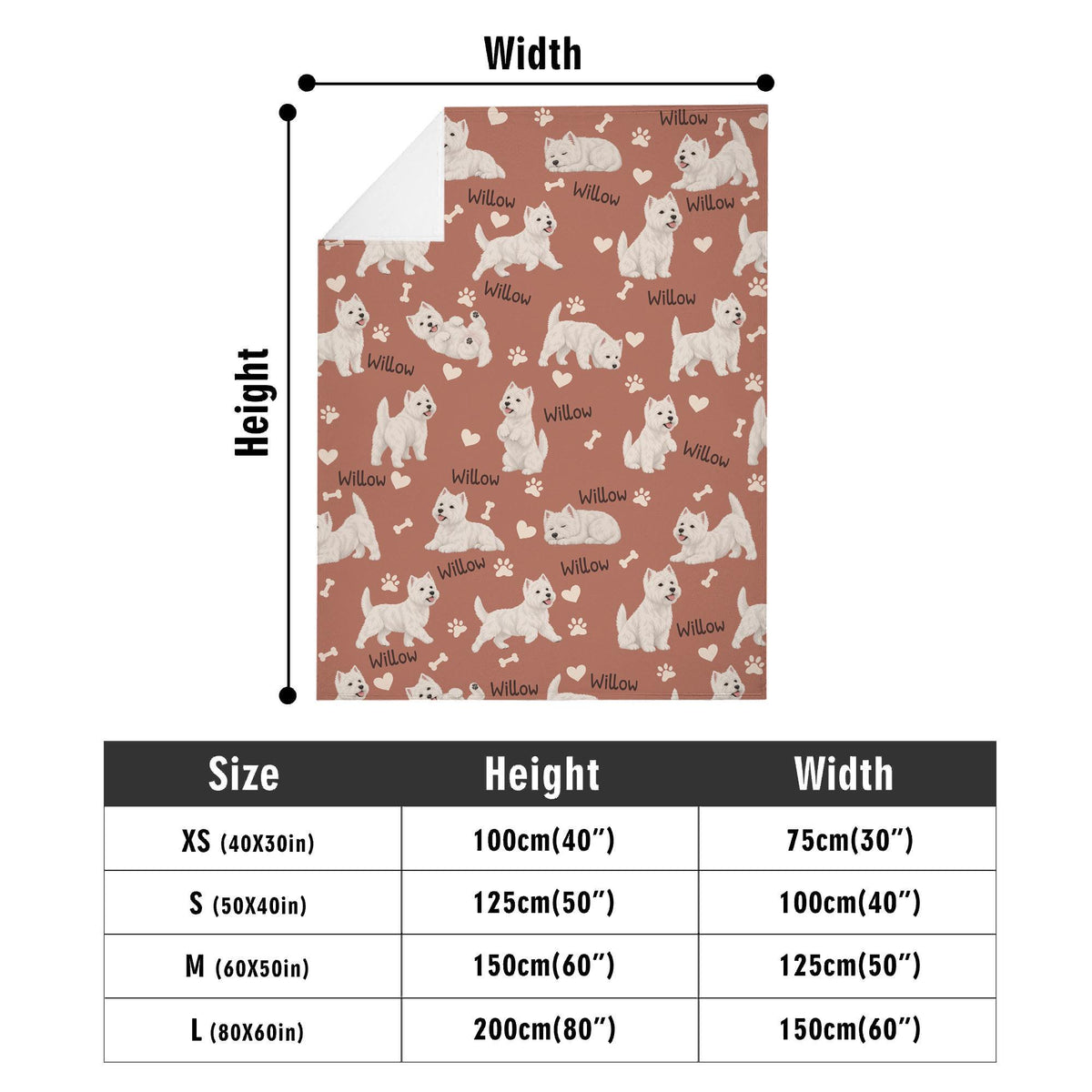 Personalized West Highland White Terrier Blanket, Pet Blanket with Name