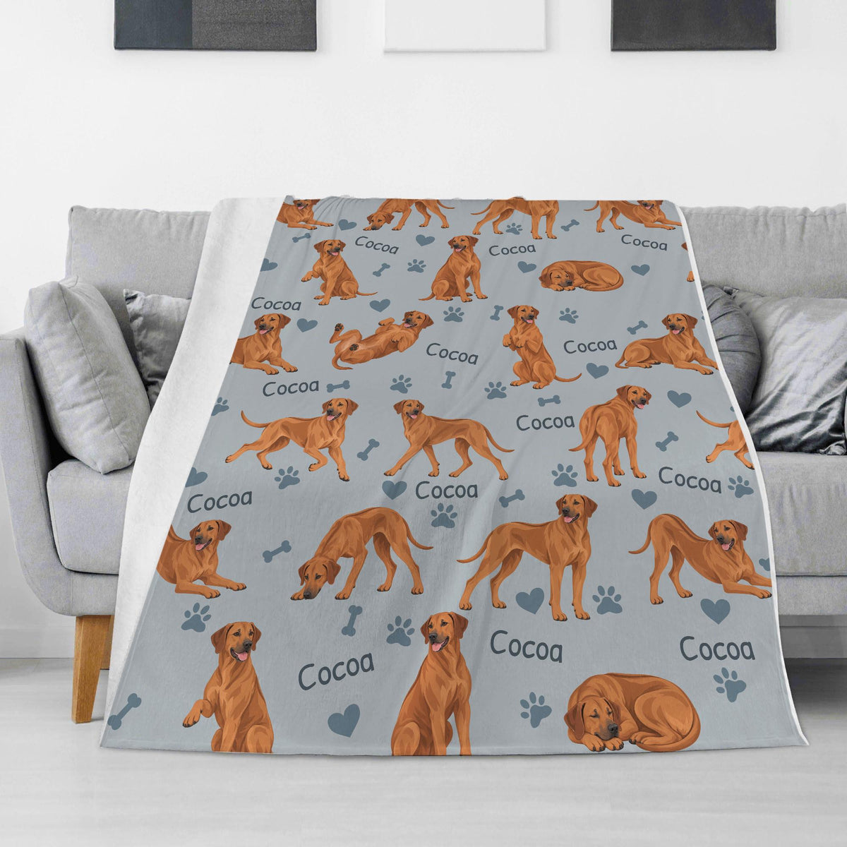 Personalized Rhodesian Ridgeback Blanket, Pet Blanket with Name
