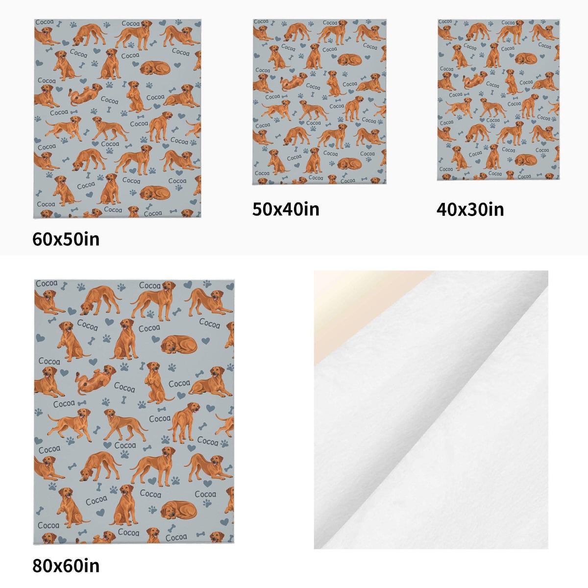 Personalized Rhodesian Ridgeback Blanket, Pet Blanket with Name