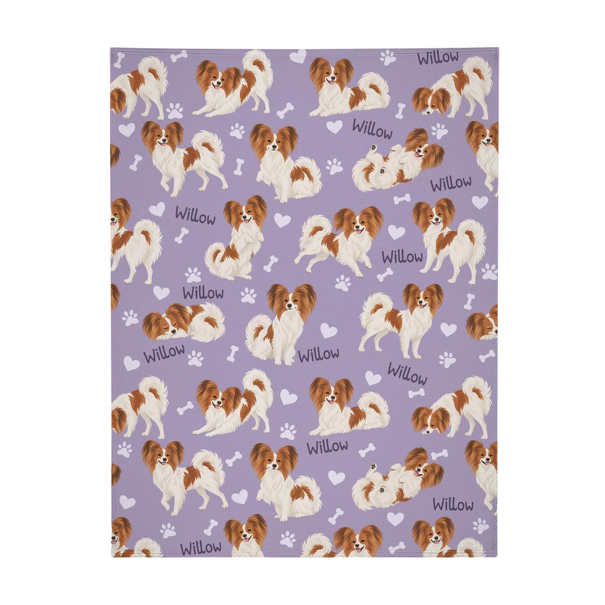 Personalized Papillon Blanket, Pet Blanket with Name