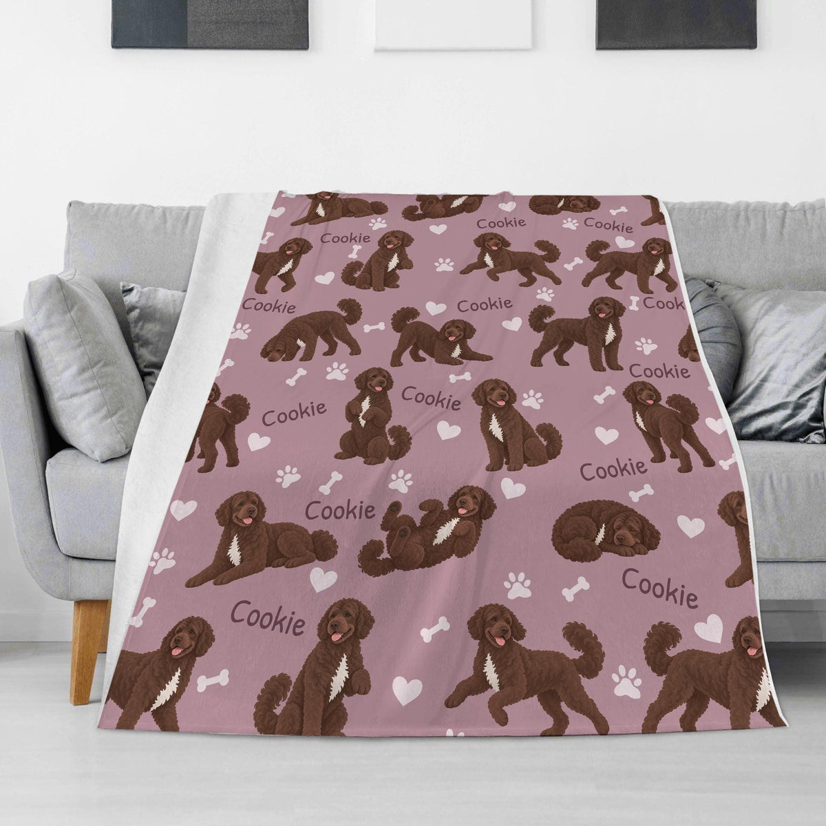 Personalized Portuguese Water Dog Blanket, Pet Blanket with Name