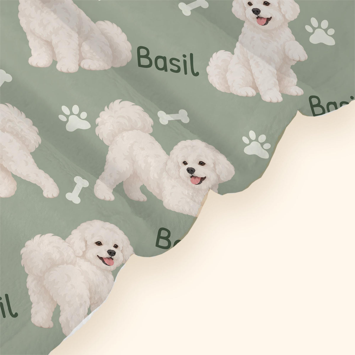 Personalized Bichon Frise Blanket, Pet Blanket with Name