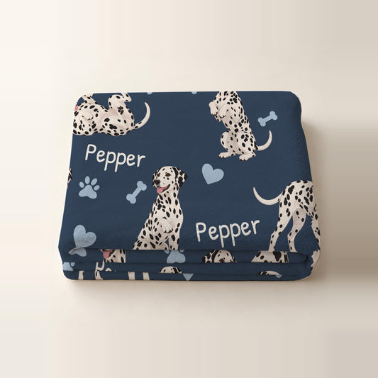 Personalized Dalmatian Blanket, Pet Blanket with Name