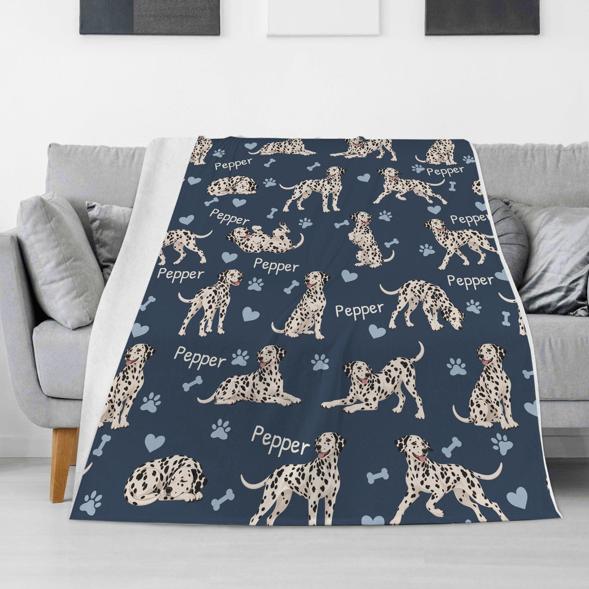 Personalized Dalmatian Blanket, Pet Blanket with Name