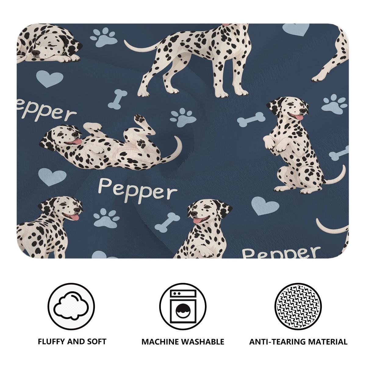 Personalized Dalmatian Blanket, Pet Blanket with Name