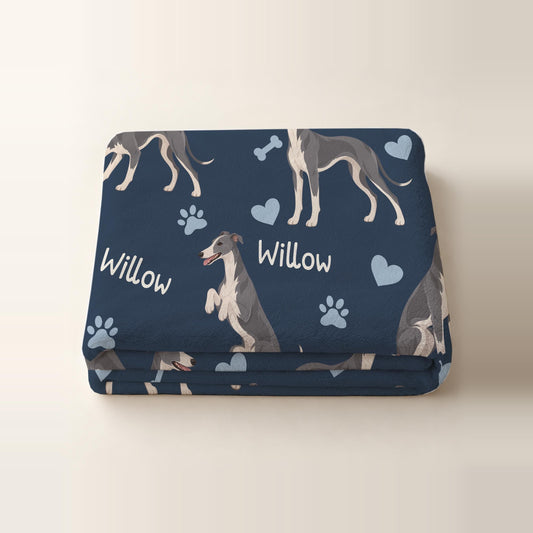 Personalized Whippet Blanket, Pet Blanket with Name