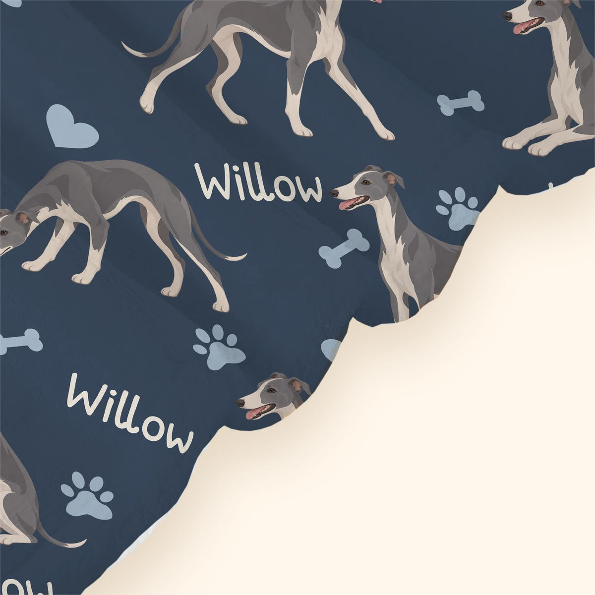 Personalized Whippet Blanket, Pet Blanket with Name