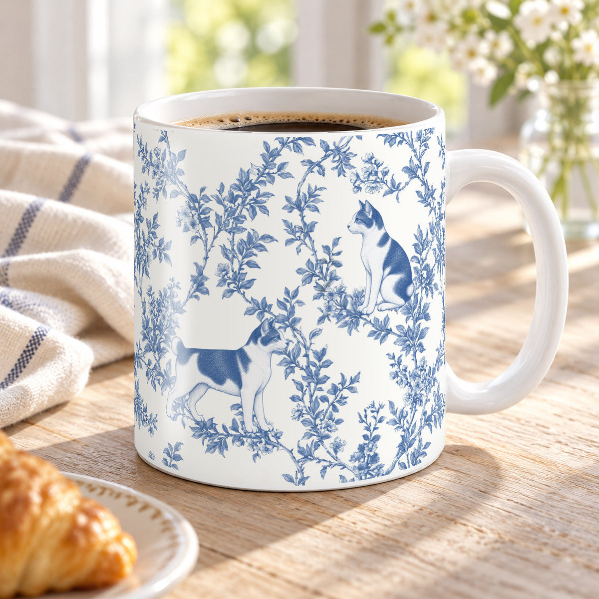 Japanese Bobtail toile mug — Blue Lifestyle