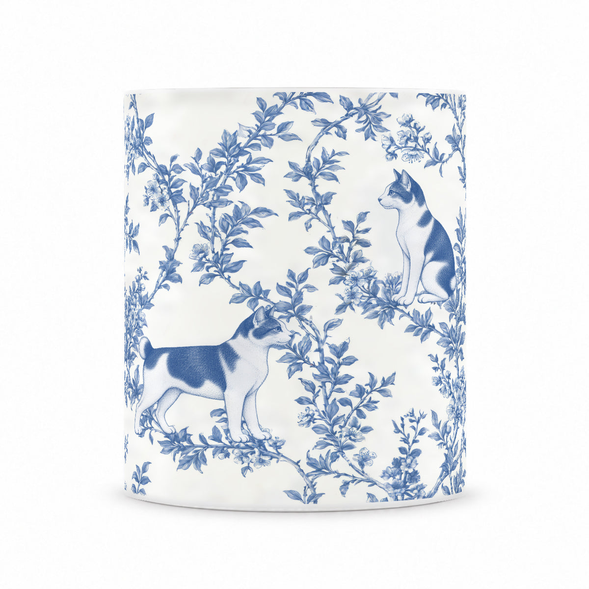 Japanese Bobtail toile mug — Blue Front View