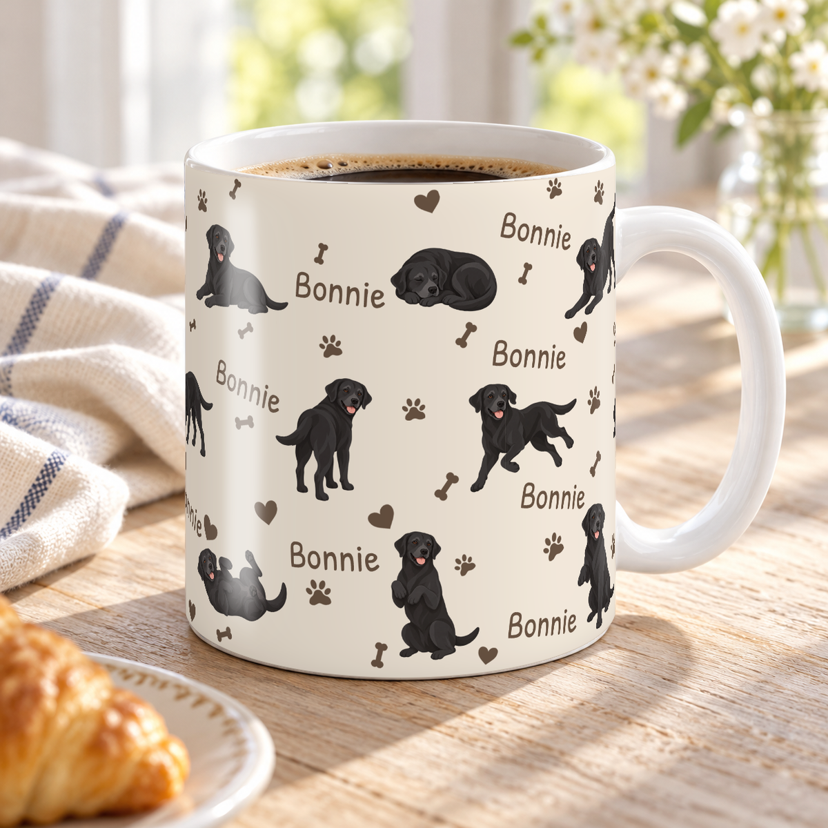 Labrador Retriever personalized name mug — Warm Ivory Lifestyle