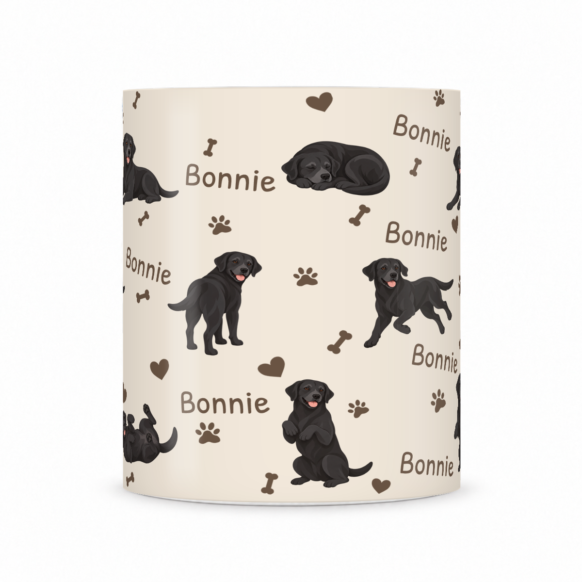 Labrador Retriever personalized name mug — Warm Ivory Front