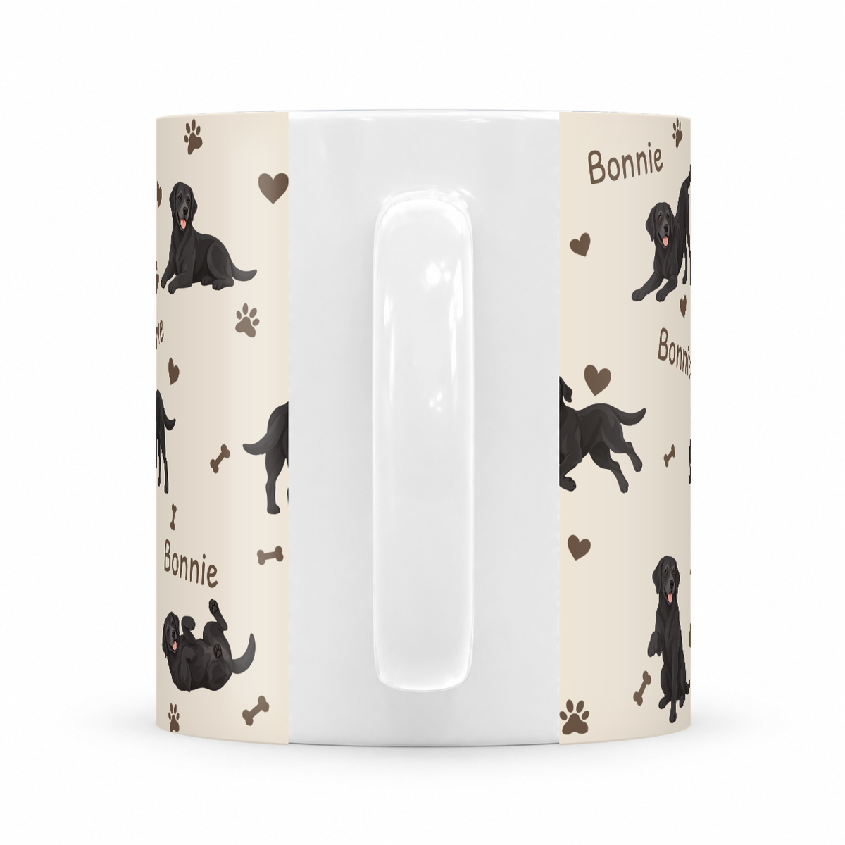 Labrador Retriever personalized name mug — Warm Ivory Handle