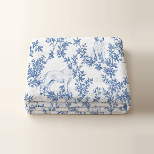 Labrador Retriever toile de Jouy blanket - Blue Blanket Folded Studio