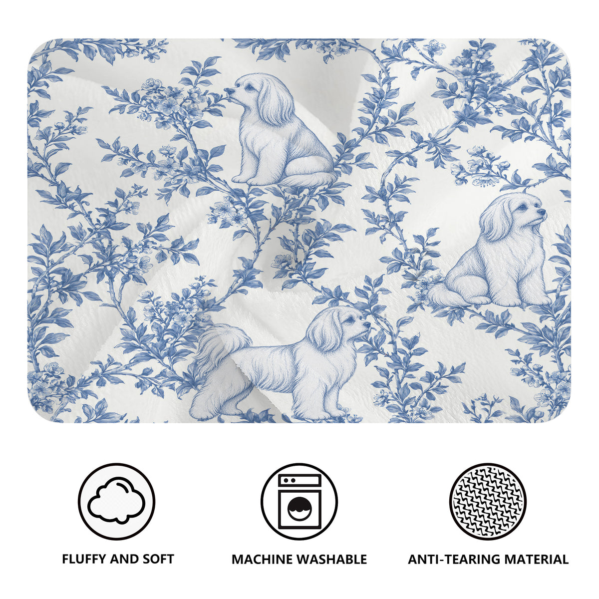 Maltese toile de Jouy blanket - Blue Blanket Features