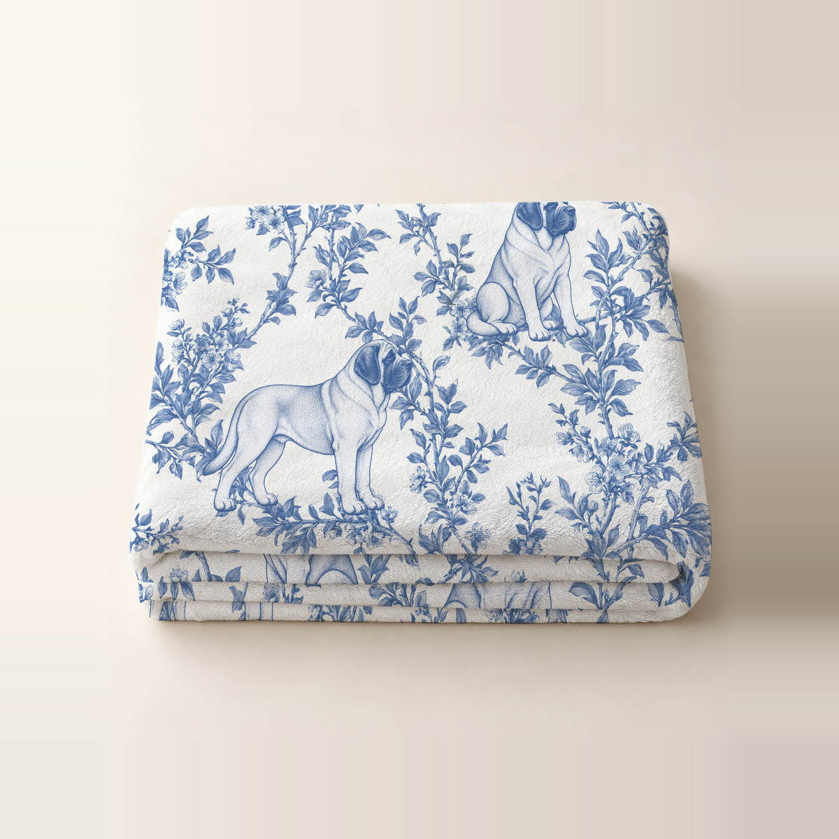 Mastiff toile de Jouy blanket - Blue Blanket Folded Studio