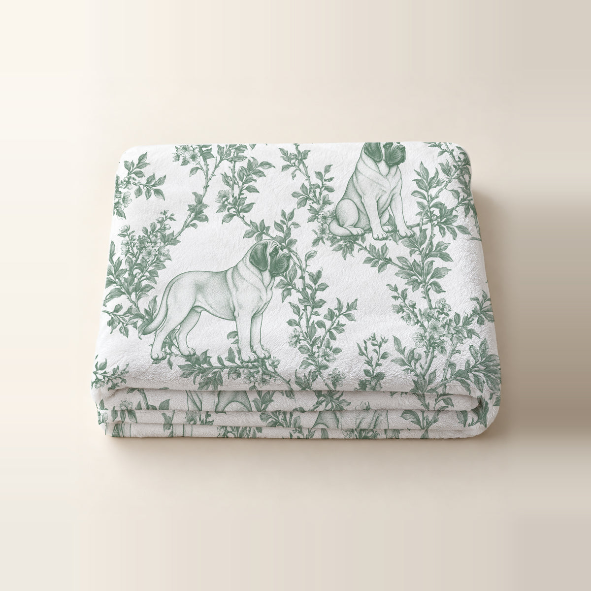Mastiff toile de Jouy blanket - Green Thumbnail