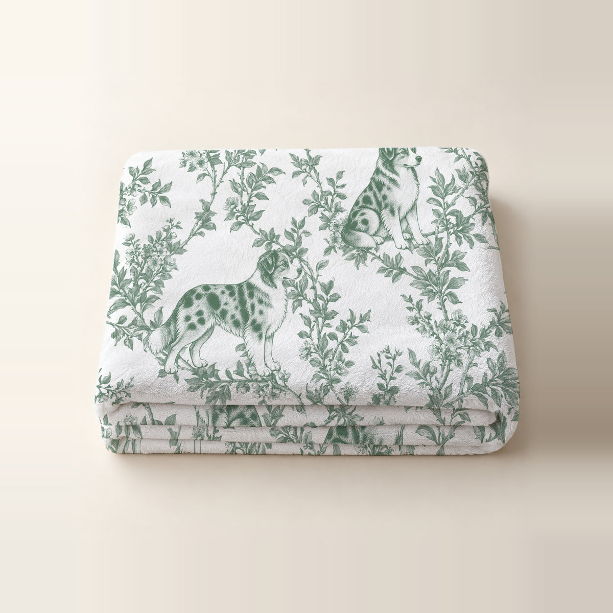 Miniature American Shepherd toile de Jouy blanket - Green Thumbnail