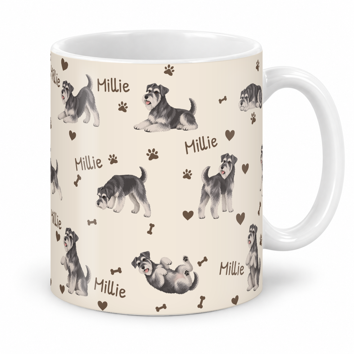 Miniature Schnauzer personalized name mug — Warm Ivory Studio