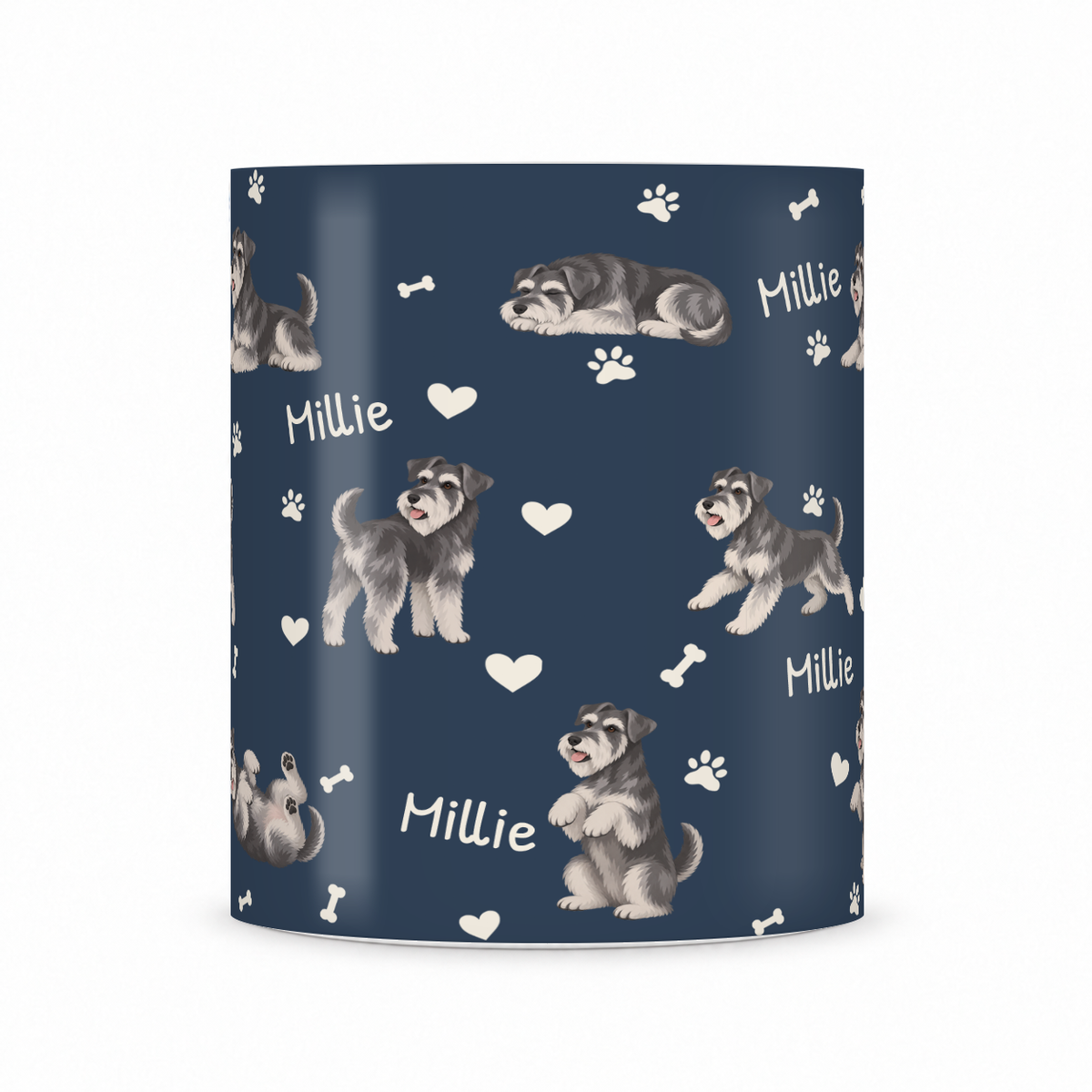 Miniature Schnauzer personalized name mug — Deep Navy Front