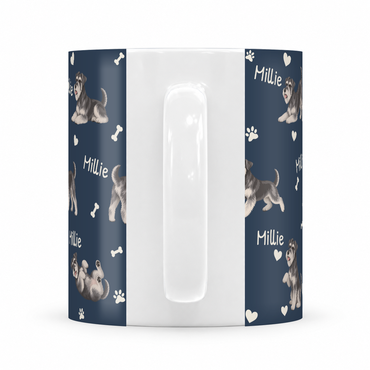 Miniature Schnauzer personalized name mug — Deep Navy Handle
