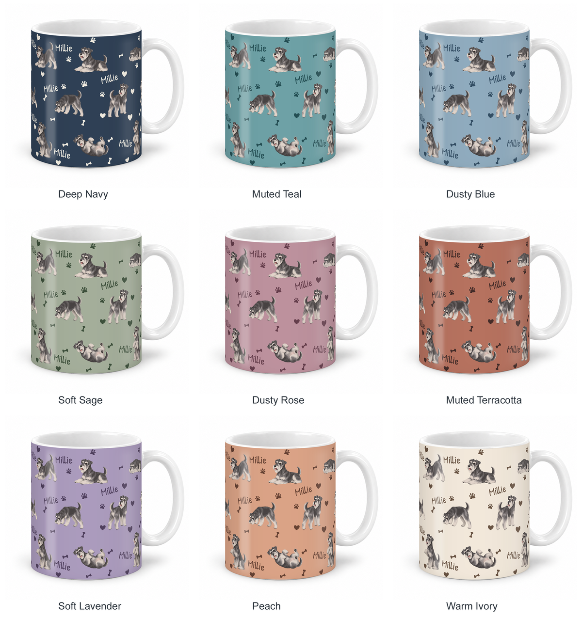 Miniature Schnauzer personalized name mug — Nine Colors
