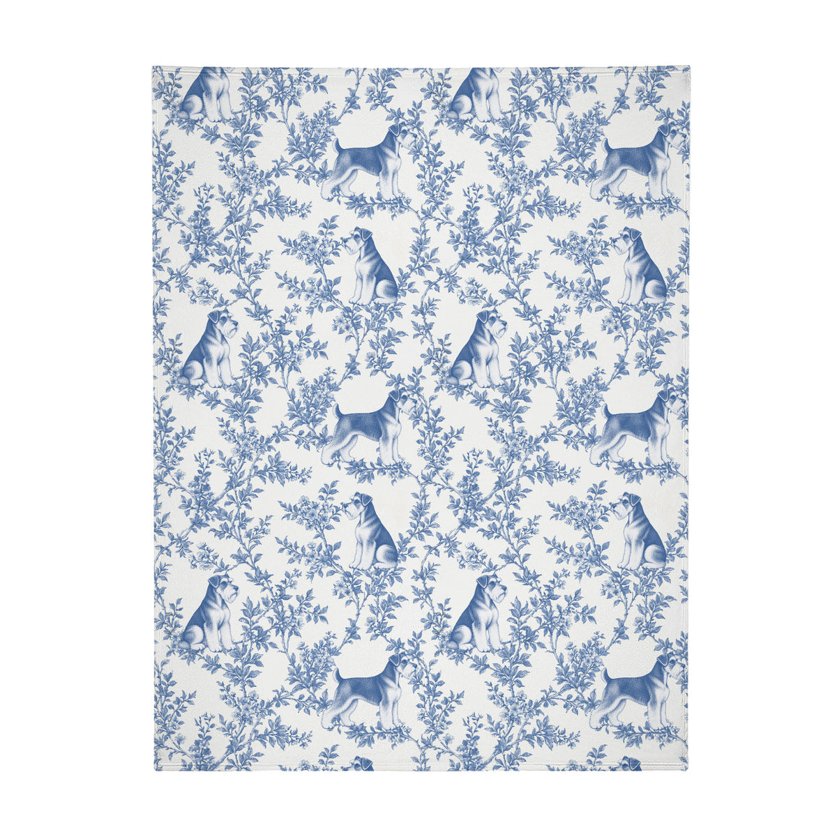 Miniature Schnauzer toile de Jouy blanket - Blue Blanket Flat