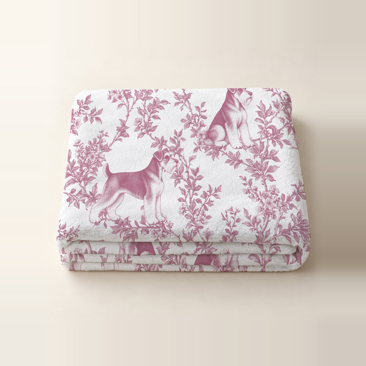 Miniature Schnauzer toile de Jouy blanket - Pink Thumbnail