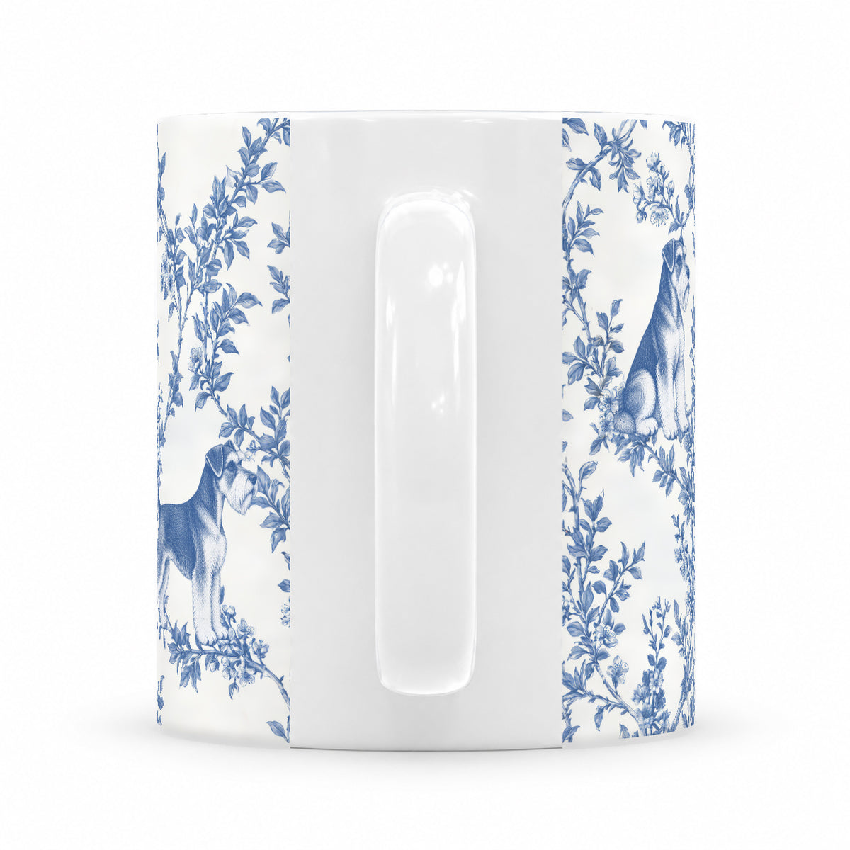 Miniature Schnauzer toile mug — Blue Handle View