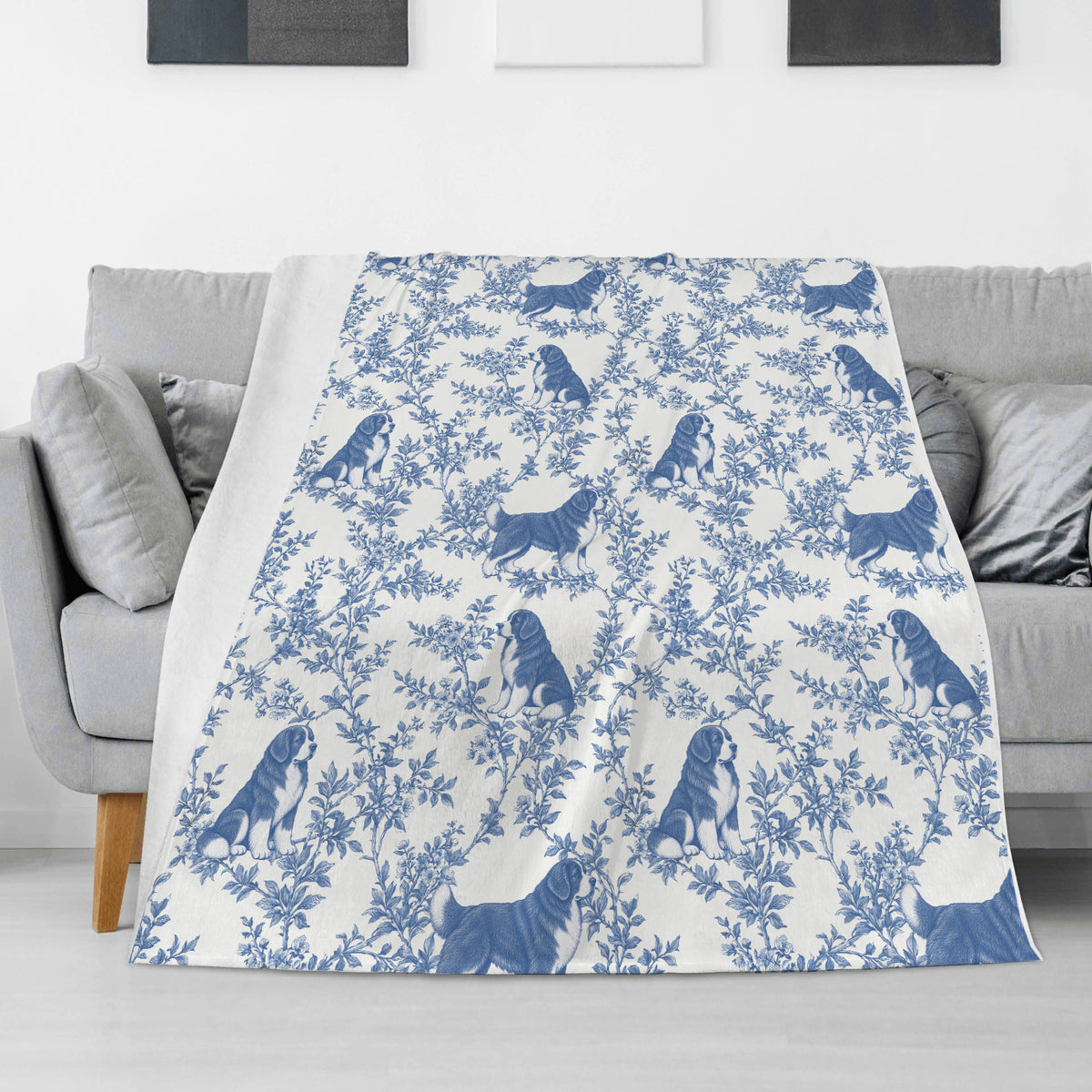 Newfoundland toile de Jouy blanket - Blue Blanket Sofa