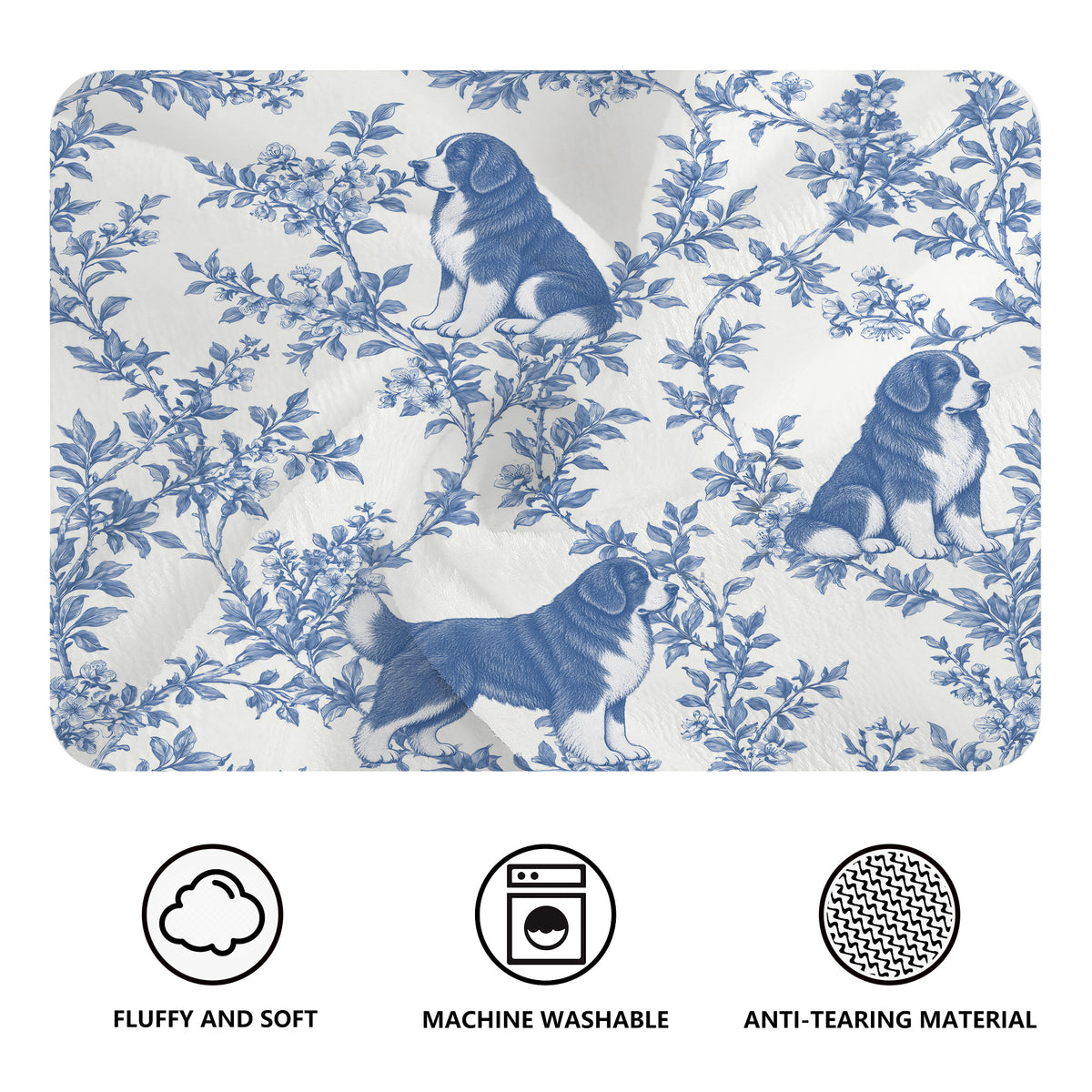 Newfoundland toile de Jouy blanket - Blue Blanket Features
