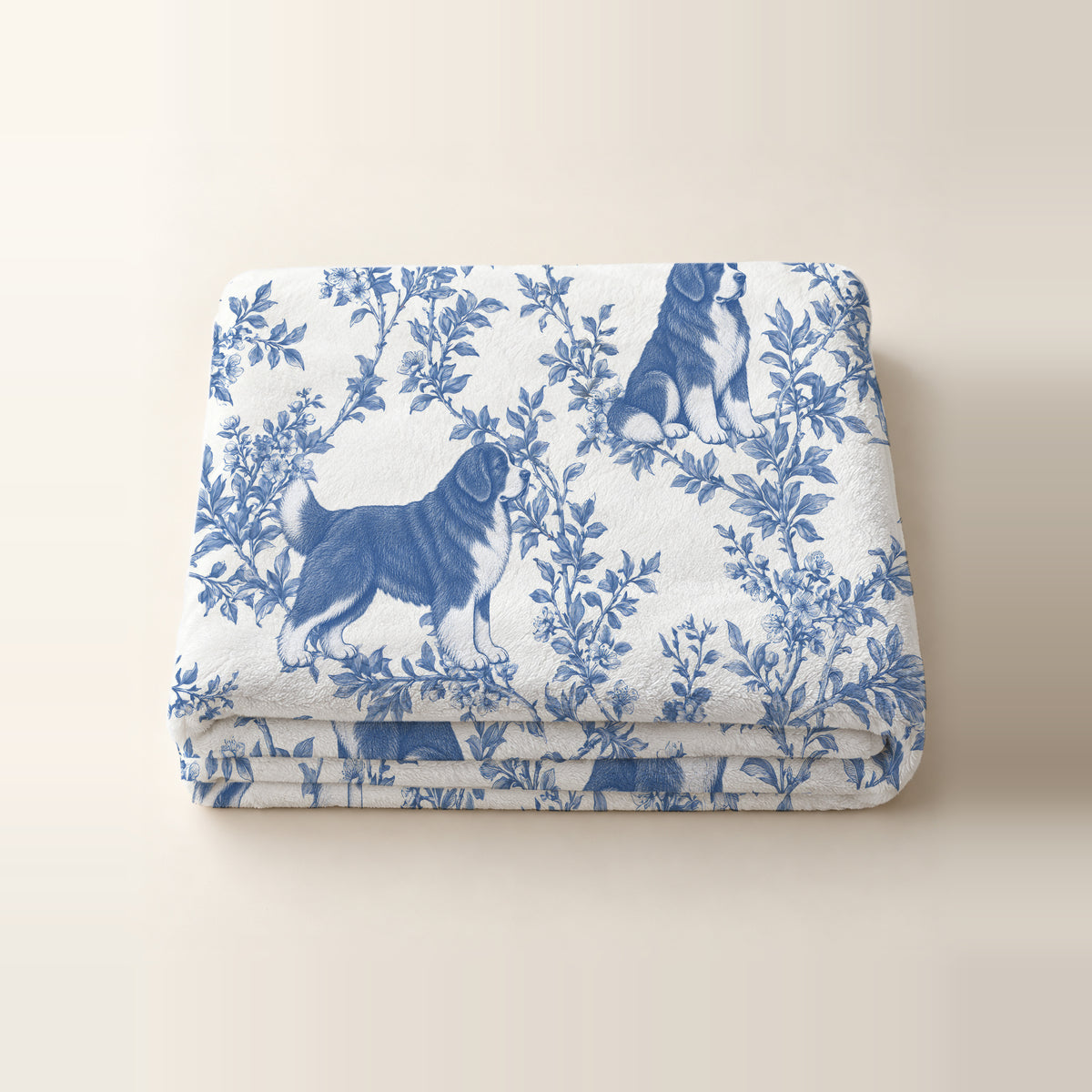 Newfoundland toile de Jouy blanket - Blue Blanket Folded Studio