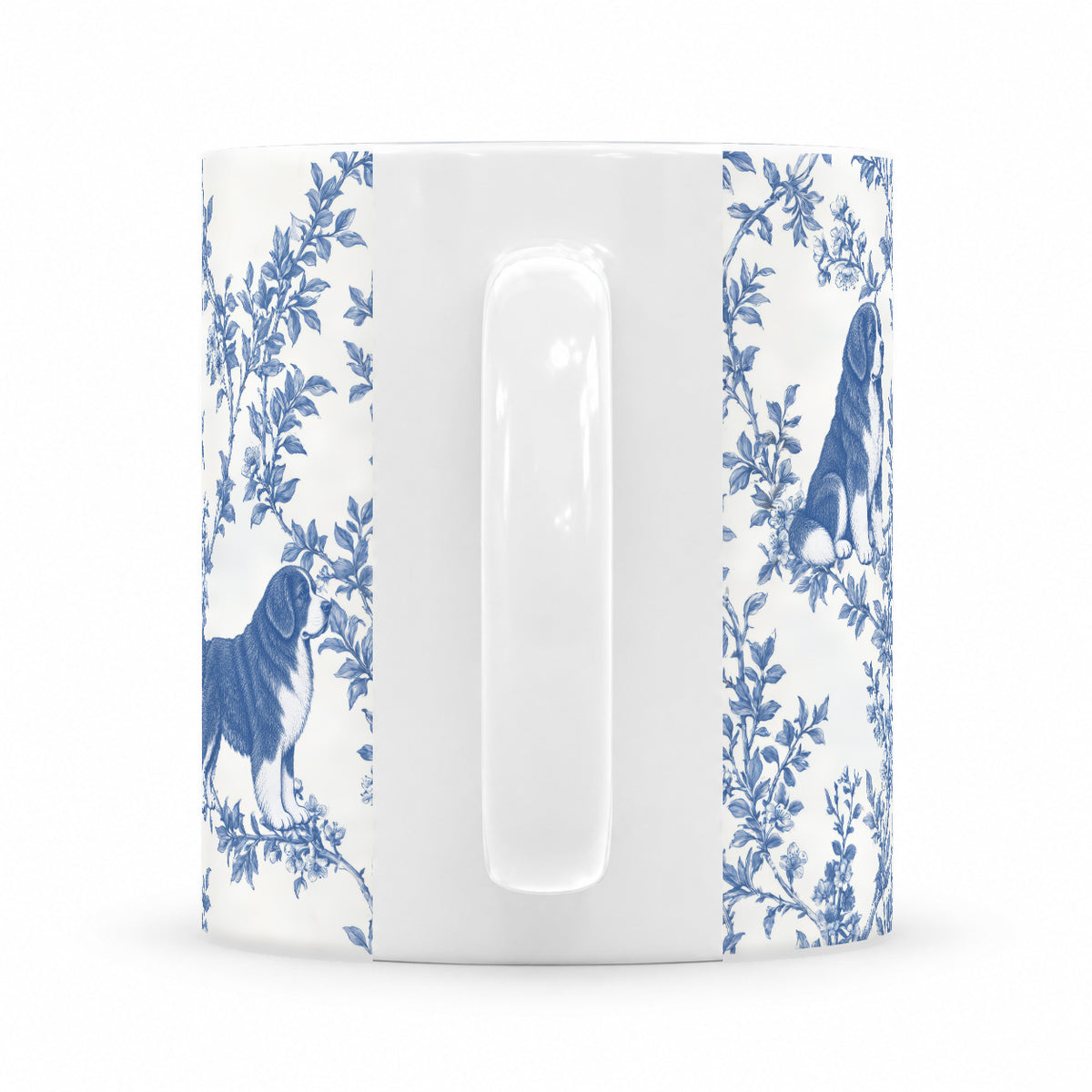 Newfoundland toile mug — Blue Handle View