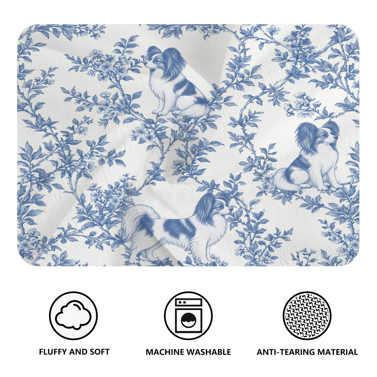 Papillon toile de Jouy blanket - Blue Blanket Features