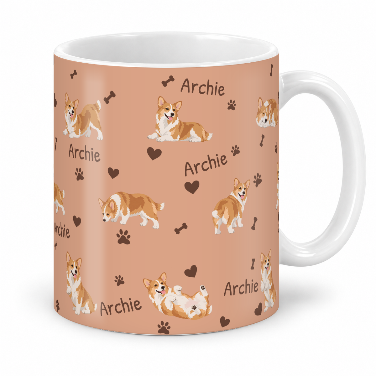 Pembroke Welsh Corgi personalized name mug — Peach Studio