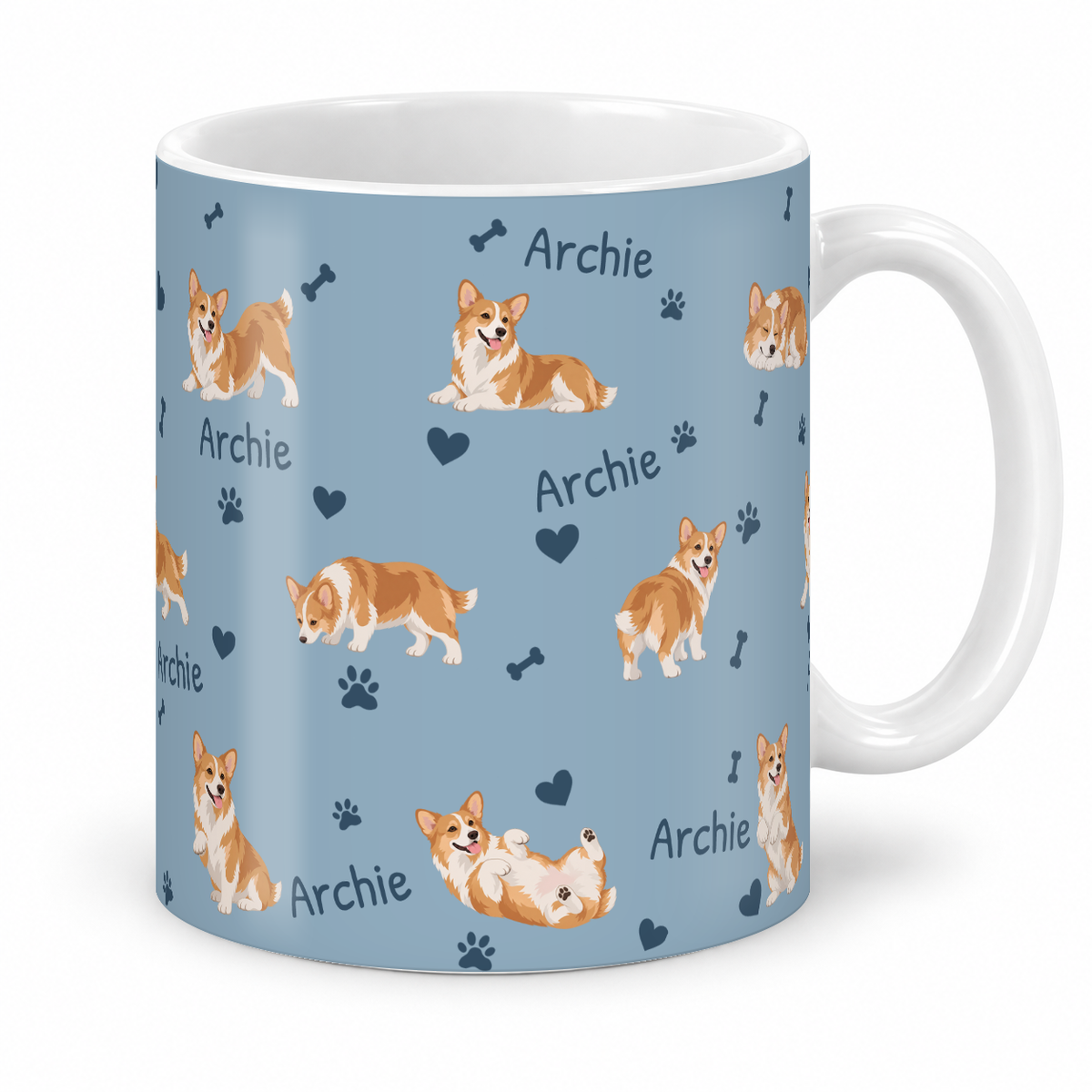 Pembroke Welsh Corgi personalized name mug — Dusty Blue Studio