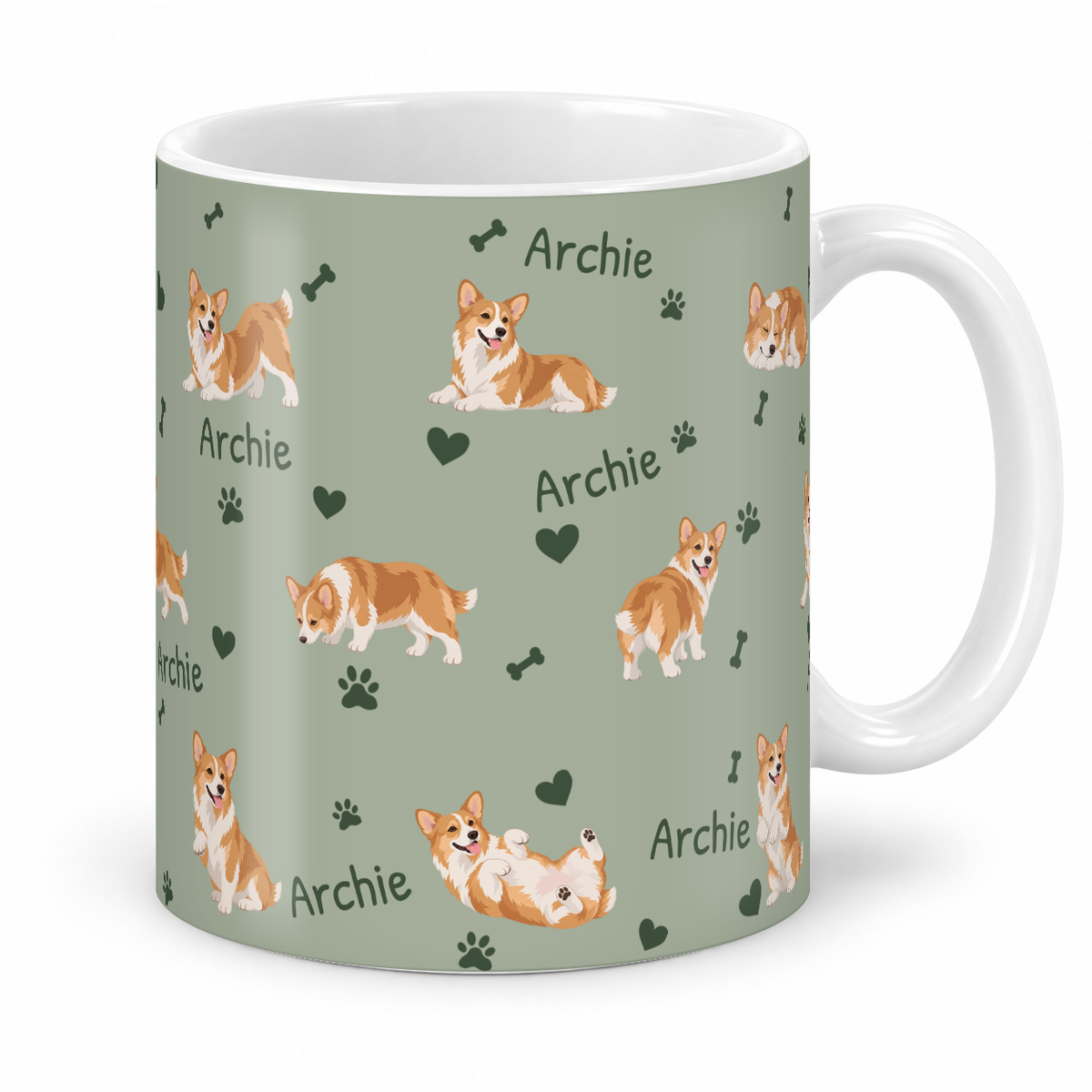 Pembroke Welsh Corgi personalized name mug — Soft Sage Studio