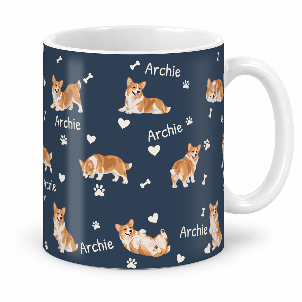 Pembroke Welsh Corgi personalized name mug — Deep Navy Studio