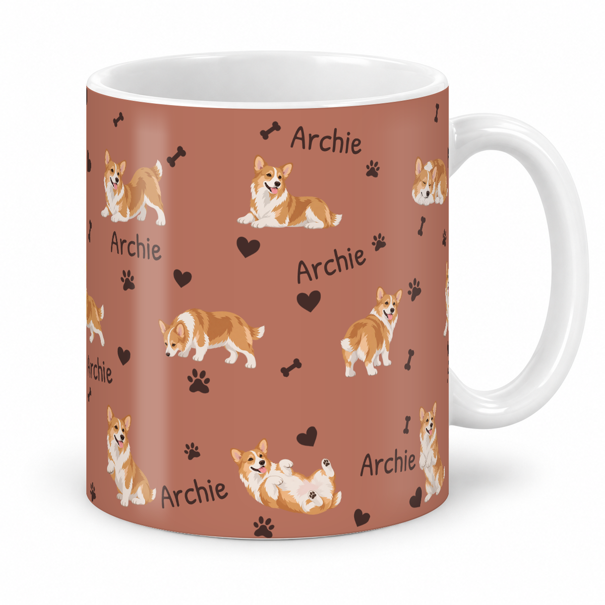 Pembroke Welsh Corgi personalized name mug — Muted Terracotta Studio