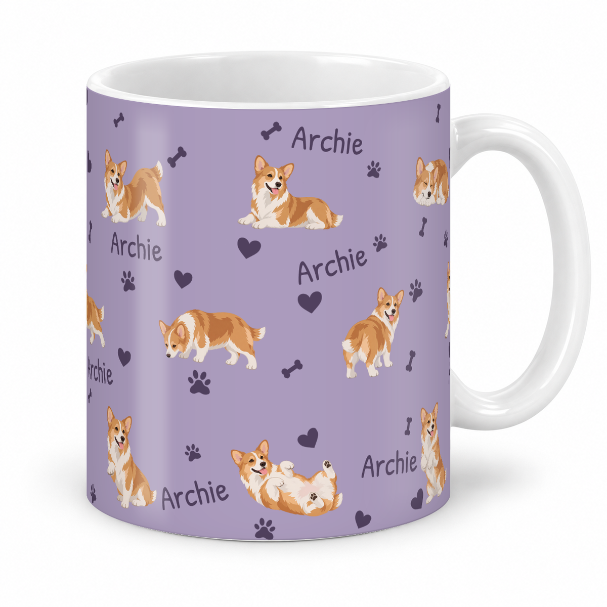 Pembroke Welsh Corgi personalized name mug — Soft Lavender Studio