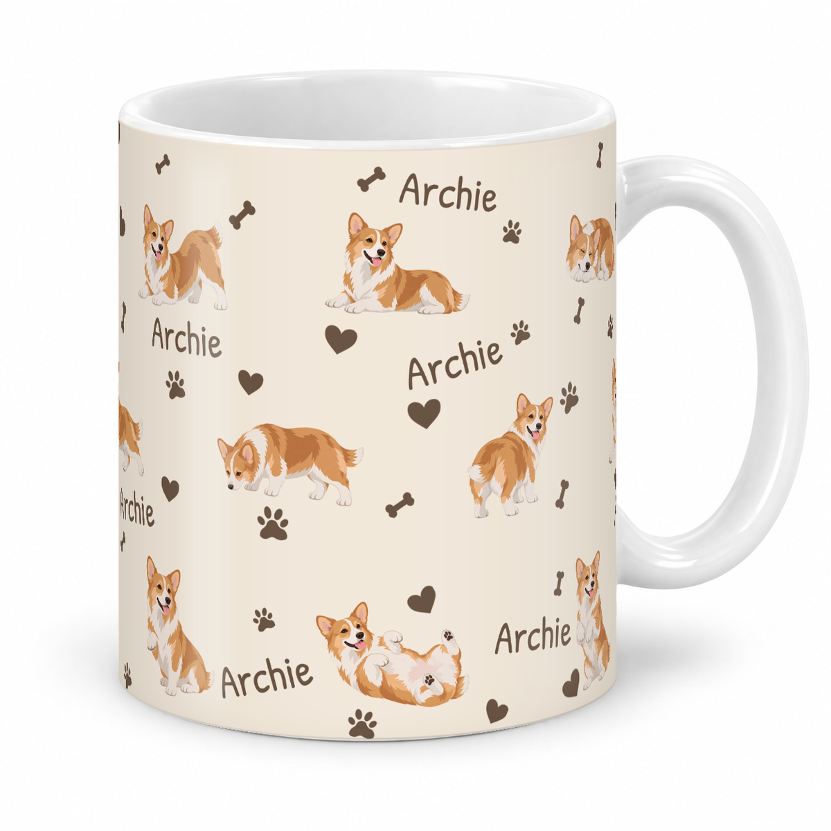 Pembroke Welsh Corgi personalized name mug — Warm Ivory Studio