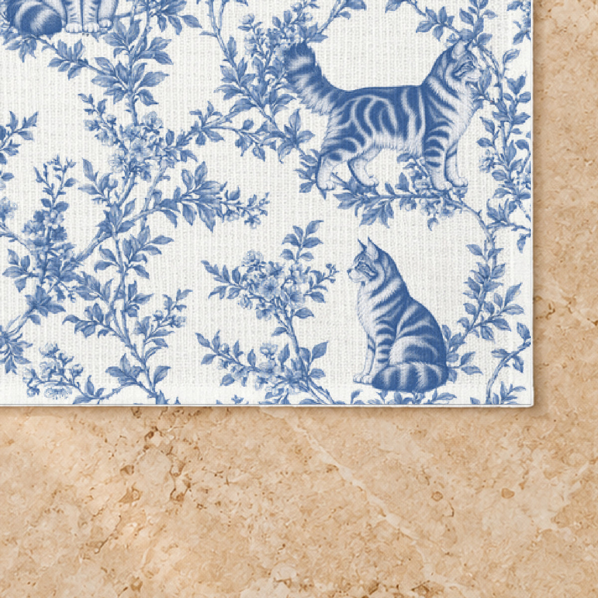 Maine Coon Cat toile placemat — 03 Fabric Detail Blue