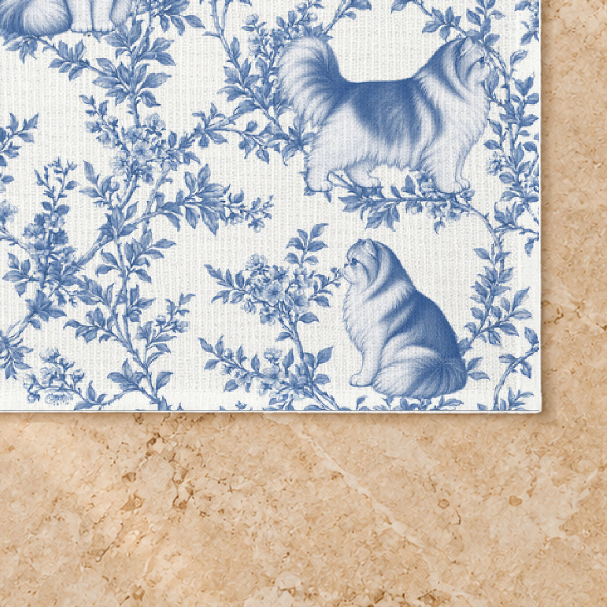 Persian Cat toile placemat — 03 Fabric Detail Blue