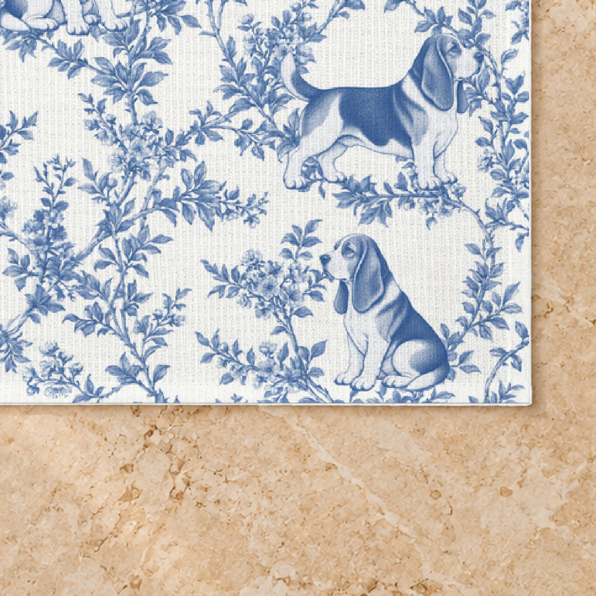 Basset Hound toile placemat — 03 Fabric Detail Blue