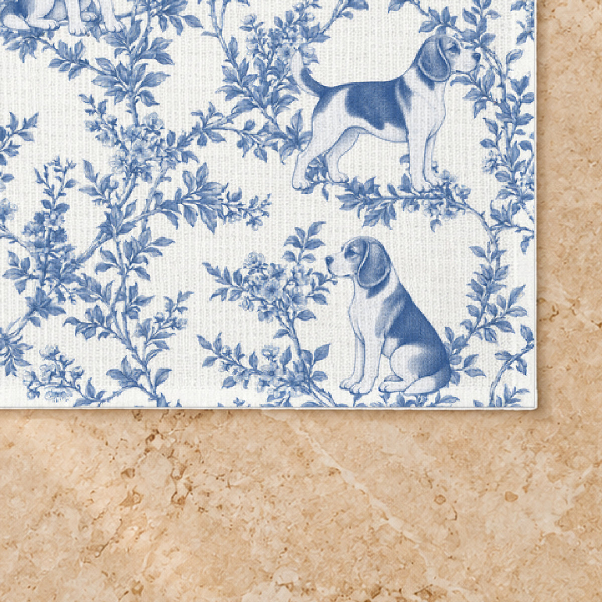 Beagle toile placemat — 03 Fabric Detail Blue