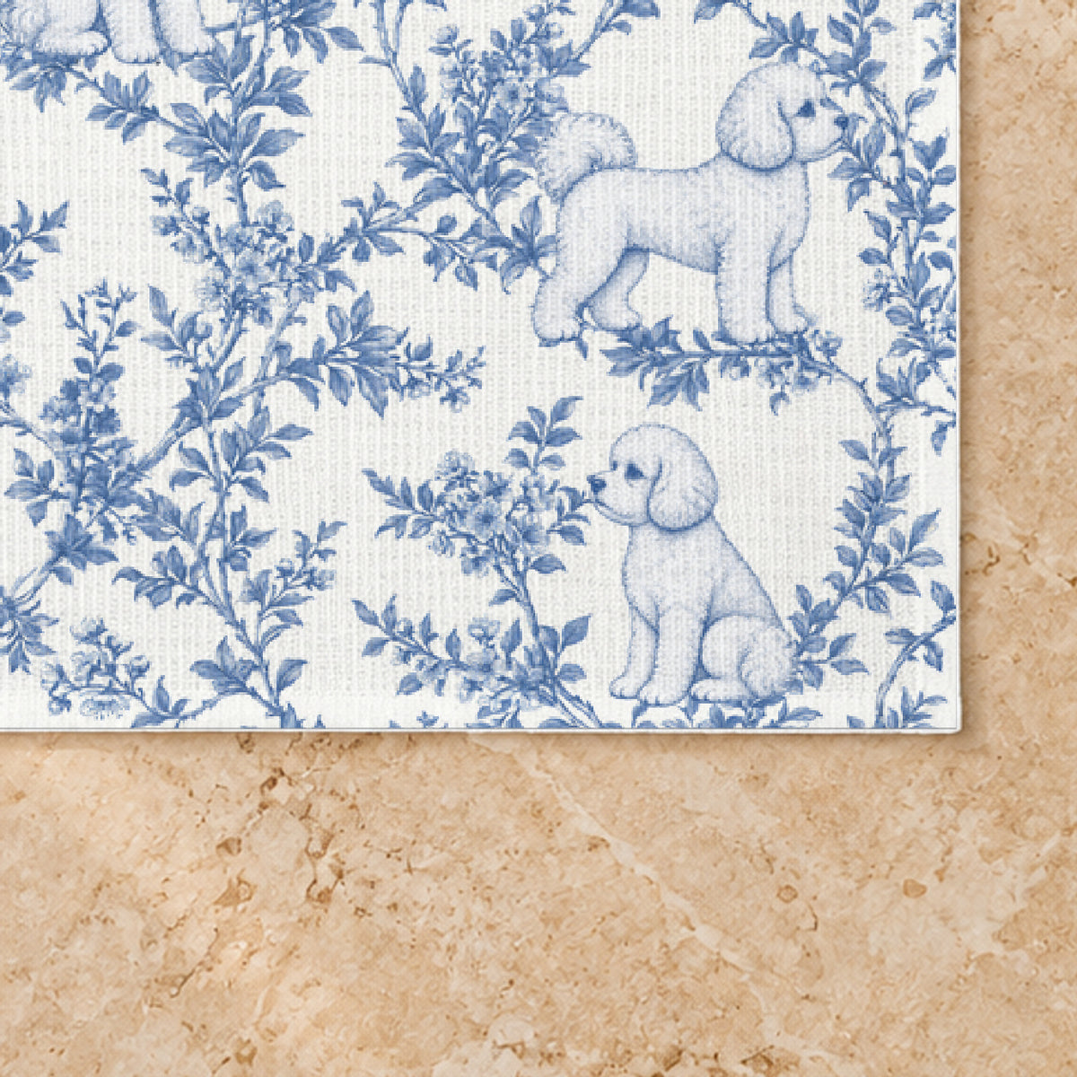 Bichon Frise toile placemat — 03 Fabric Detail Blue